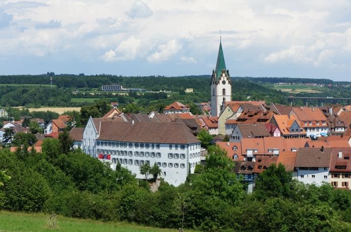 Blick von einer Anhöhe auf das ehemalige Kloster und jetzig Museum